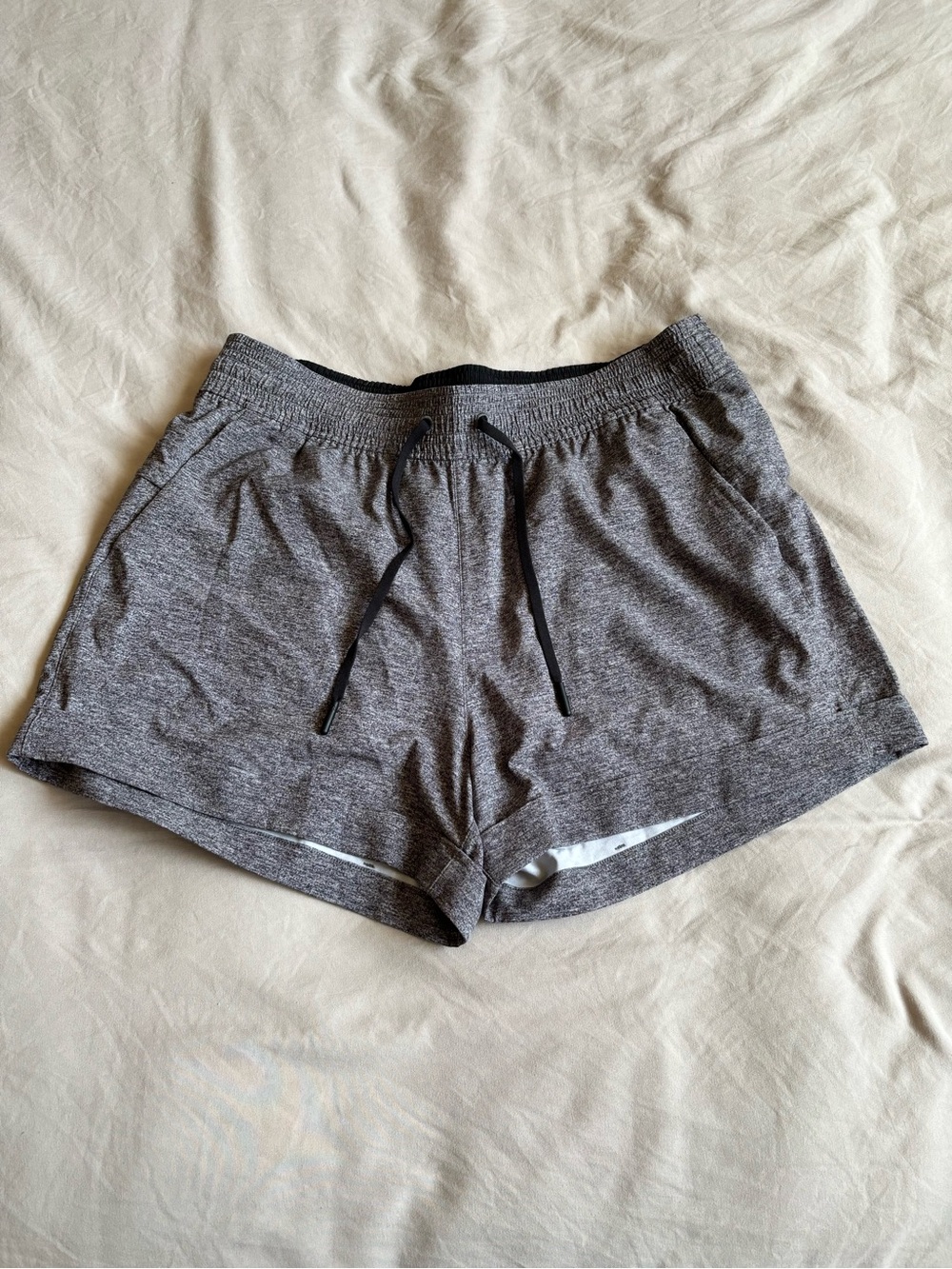 Lululemon Heathered Grey Athletic Shorts with Drawstring
